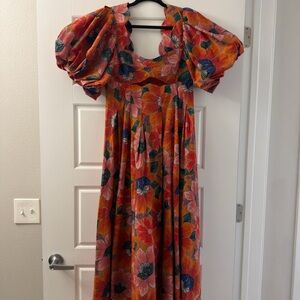 Farm Rio Marias Floral Cutout Midi Dress